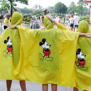 DISNEY / DISNEYLAND ~ Lot of 3 ~ CLASSIC Mickey Mouse Yellow Rain Ponchos ~ADULT